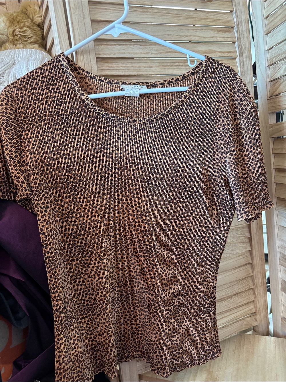 Jaipur Tan and Black Print Short Sleeve Top Medium
